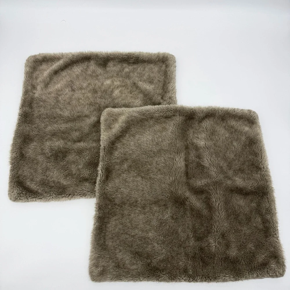 IKEA Atlissa Faux Fur Pillow Covers Set of 2 Taupe 20” x 20”